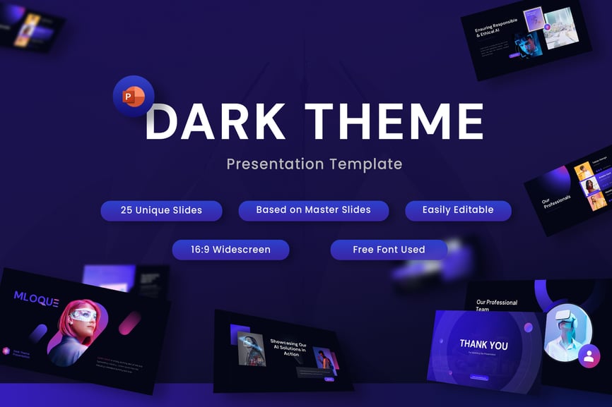 暗黑主题作品展示PPT模板 (PPTX)