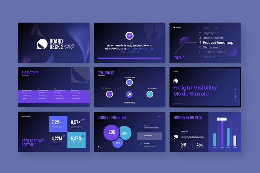 关键指标视觉板甲板PPT模板 (PPTX)