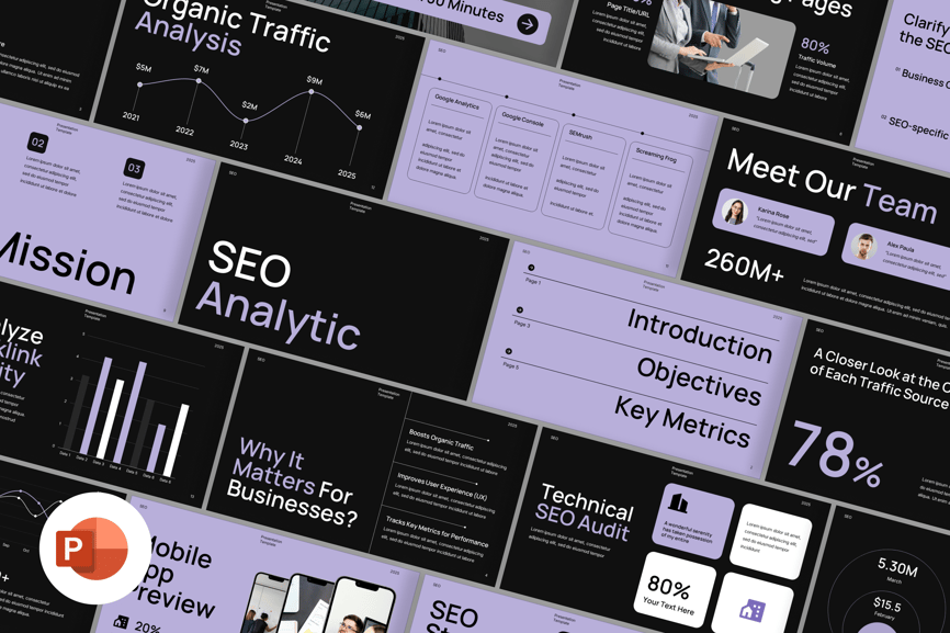 SEO搜索引擎优化分析PPT模板 (PPTX)