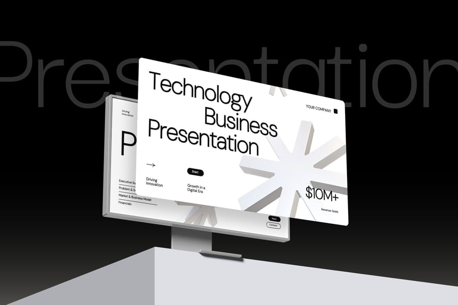 3D变形动画技术业务PPT模板 (PPTX)