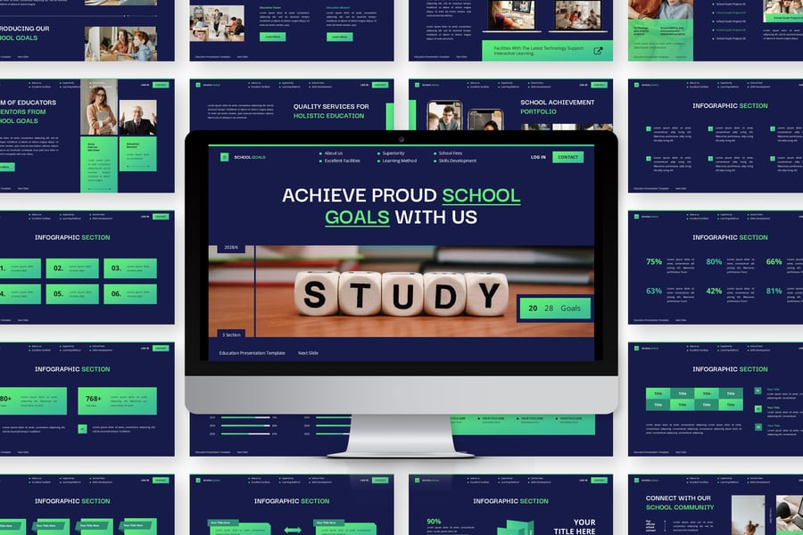 学校目标 – 教育PPT模板 (PPTX)