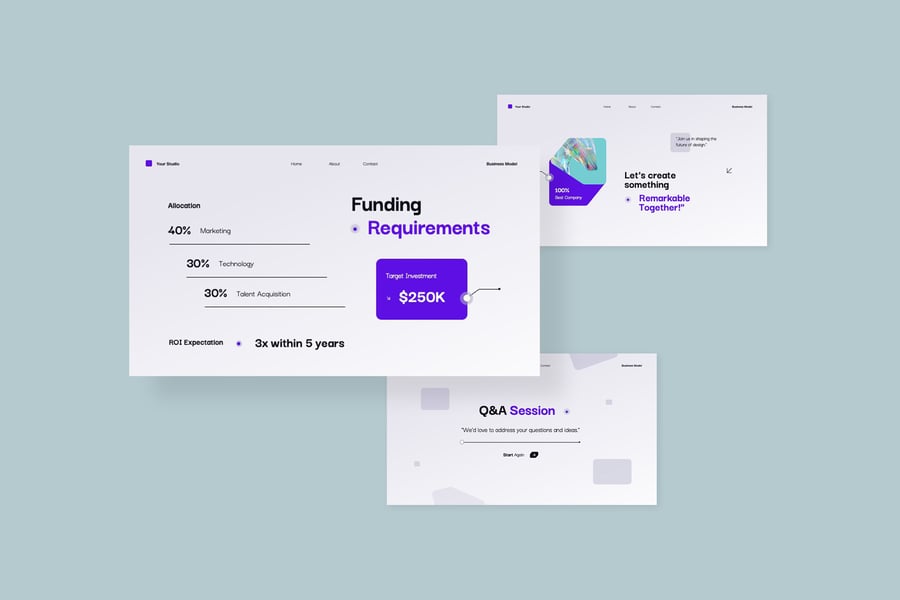 互动蓝色技术业务计划PPT模板 (PPTX)