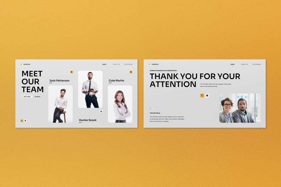 白色黄色现代商业计划PPT模板 (PPT,PPTX)