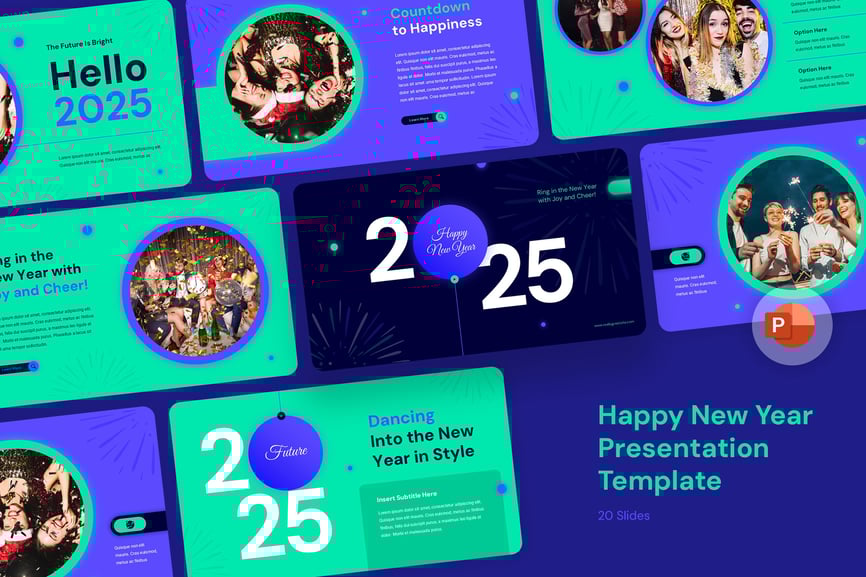 新年快乐年会总结 PPT模板 (PPT,PPTX)