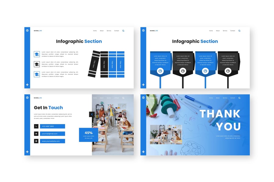 学校生活 – 教育PPT模板 (PPTX)