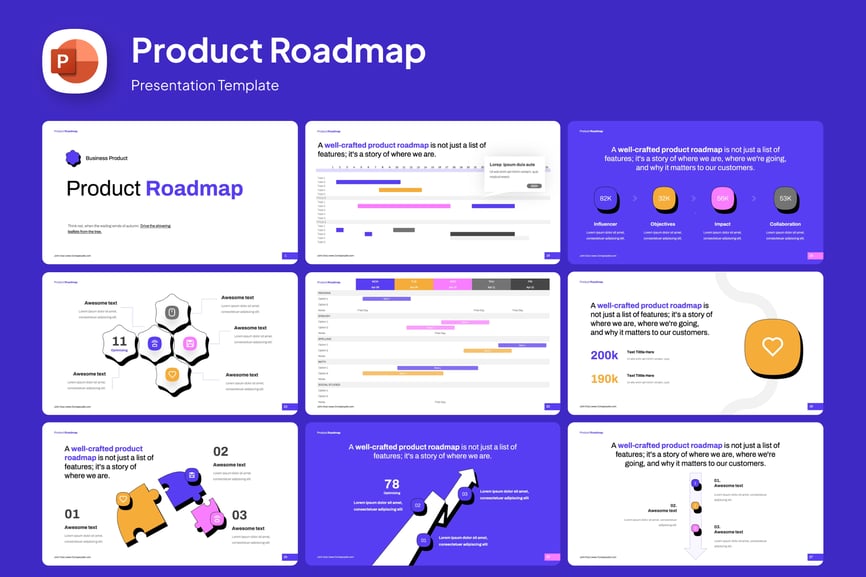 产品路线图PPT模板 (PPTX)