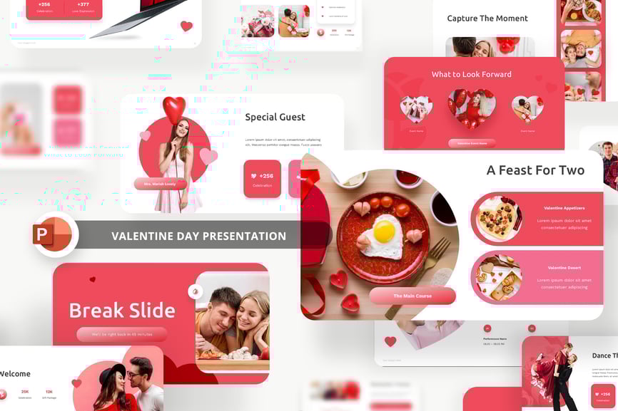 情人节PPT模板 (PPTX)