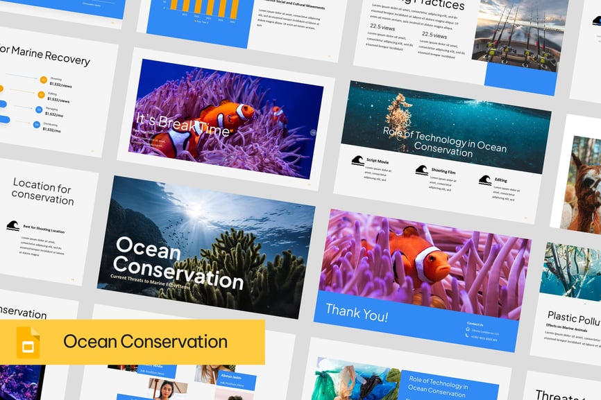 海洋保护PPT模板 (PPTX)