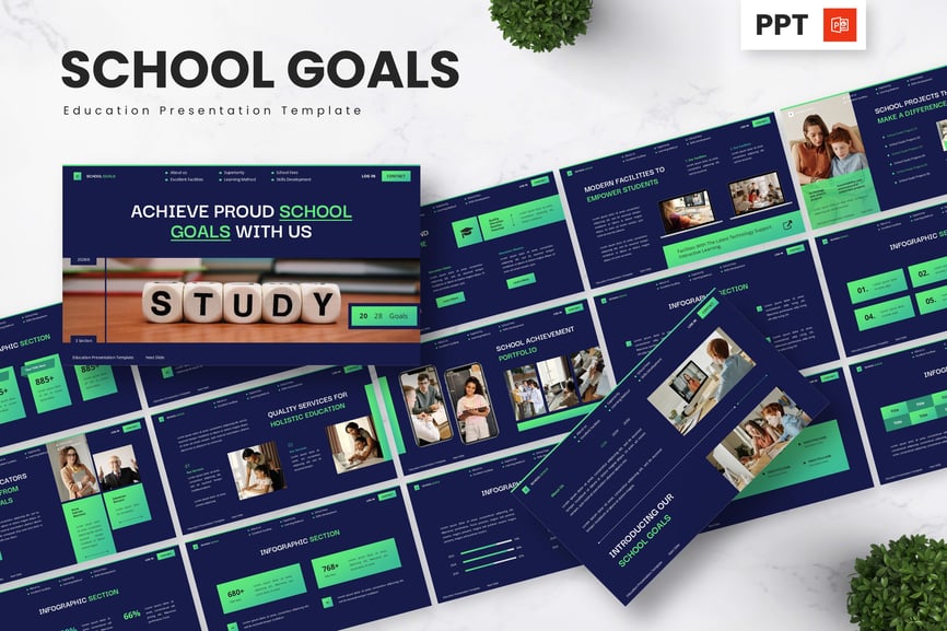 学校目标 – 教育PPT模板 (PPTX)