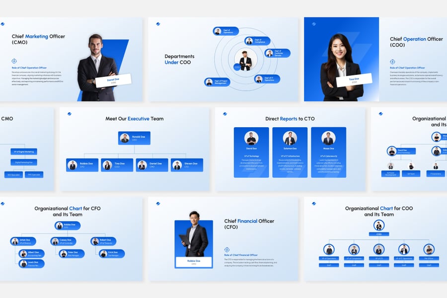 金融公司团队和组织PPT模板 (PPTX)