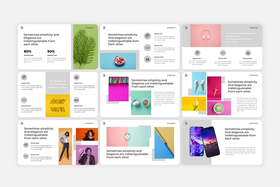 极简主义流行色彩PPT模板 (PPTX)