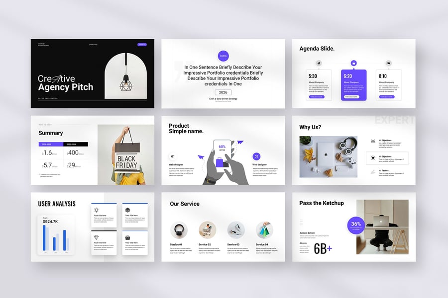 创意代理商俯仰甲板PPT模板 (PPTX)