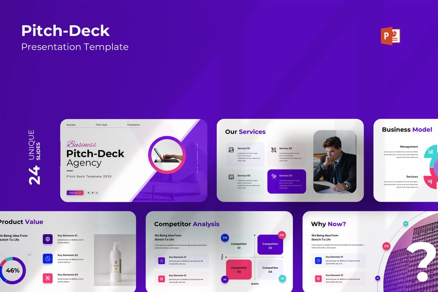 业务计划商务俯仰甲板演示模板PPT模板 (PPTX)