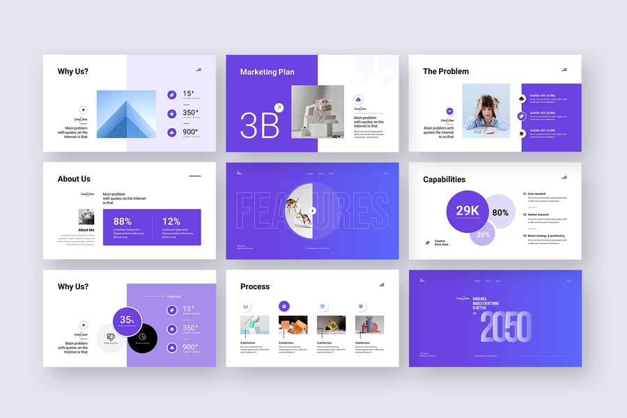 创意代理商的音调演示PPT模板 (PPTX)