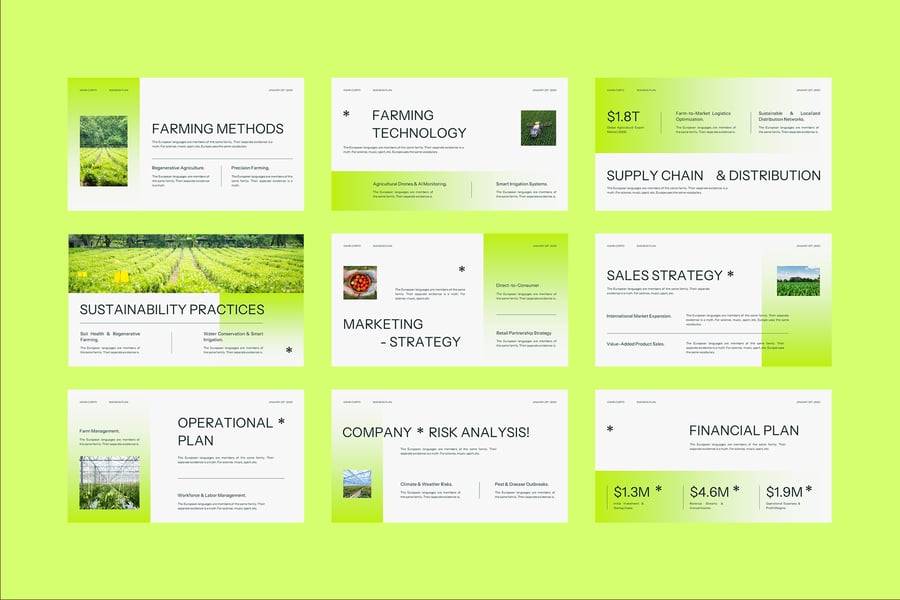 绿色现代农业商业计划PPT模板 (PPTX,PPT)
