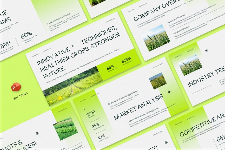 绿色现代农业商业计划PPT模板 (PPTX,PPT)