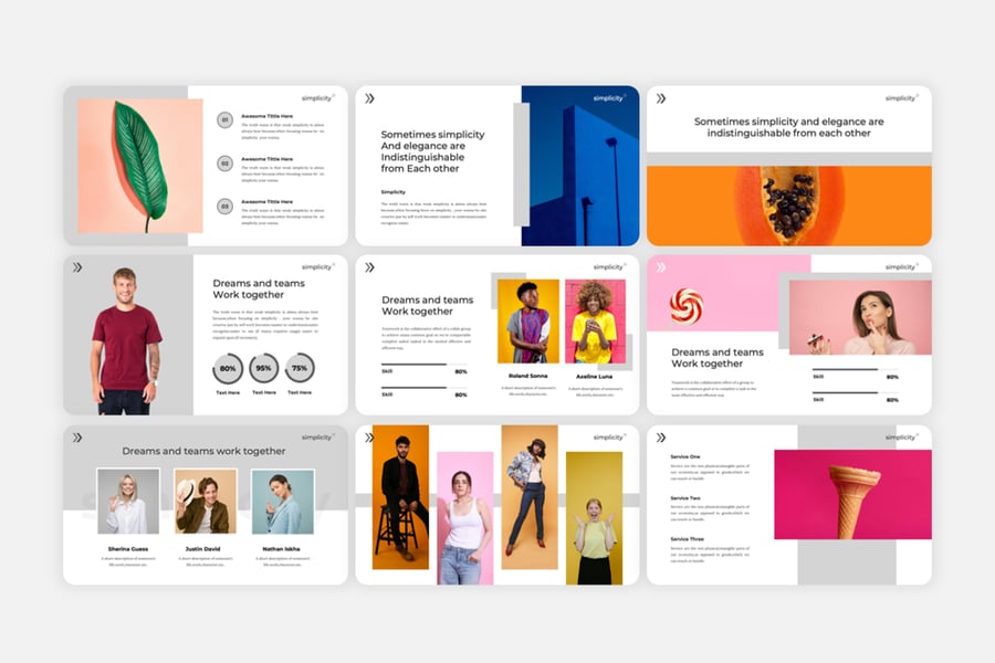 极简主义流行色彩PPT模板 (PPTX)