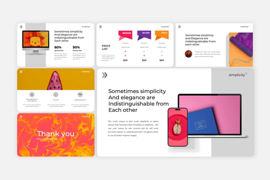 极简主义流行色彩PPT模板 (PPTX)