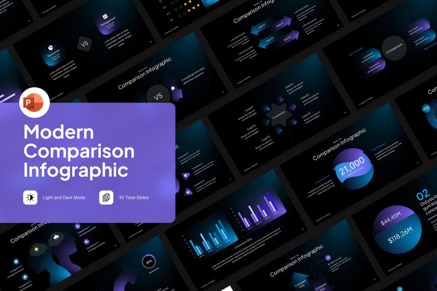 现代比较信息图PPT模板 (PPTX)