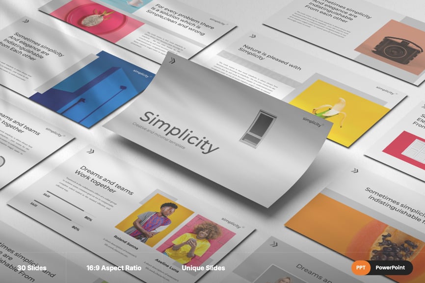 极简主义流行色彩PPT模板 (PPTX)