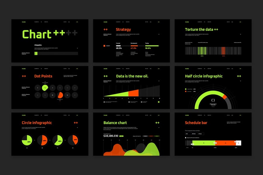 图表信息图表PPT模板 (PPTX)