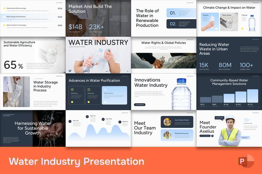 水行业PPT模板 (PPTX)
