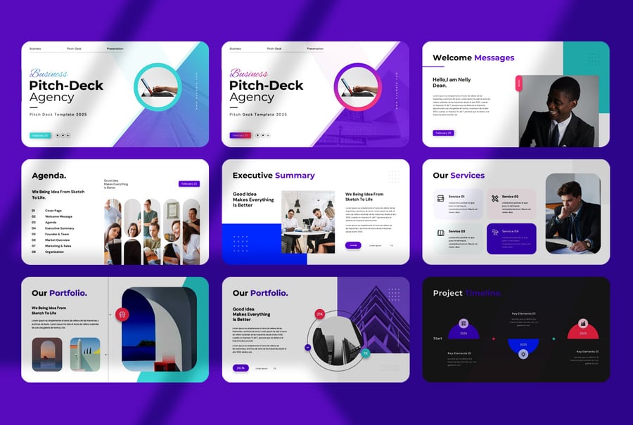 业务计划商务俯仰甲板演示模板PPT模板 (PPTX)