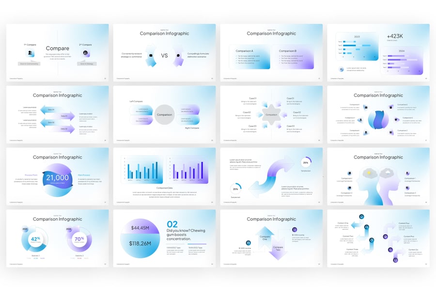 现代比较信息图PPT模板 (PPTX)