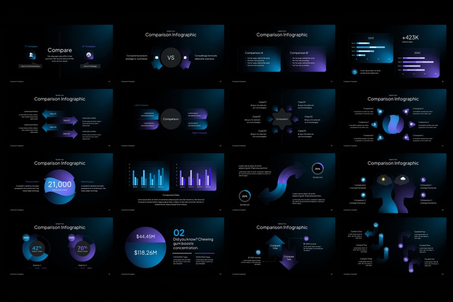 现代比较信息图PPT模板 (PPTX)