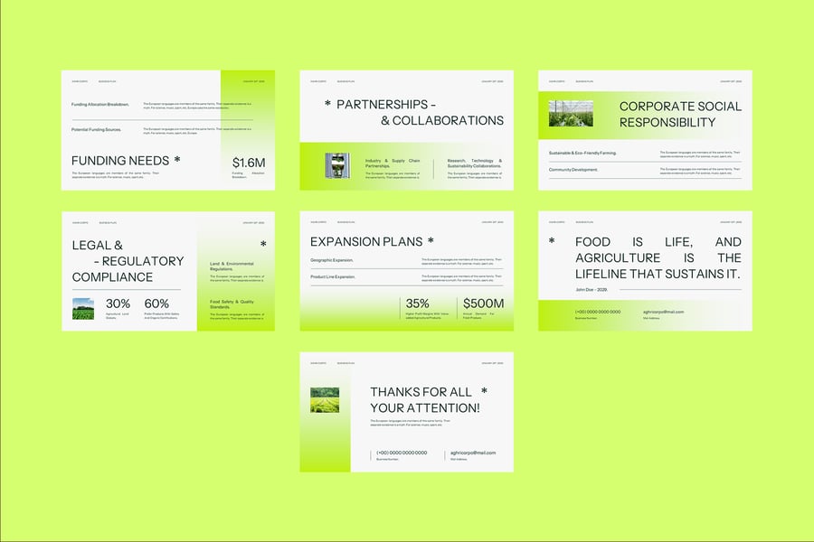 绿色现代农业商业计划PPT模板 (PPTX,PPT)