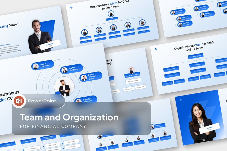 金融公司团队和组织PPT模板 (PPTX)