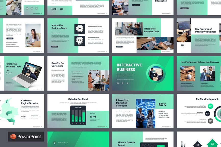 互动业务PPT模板 (PPTX)