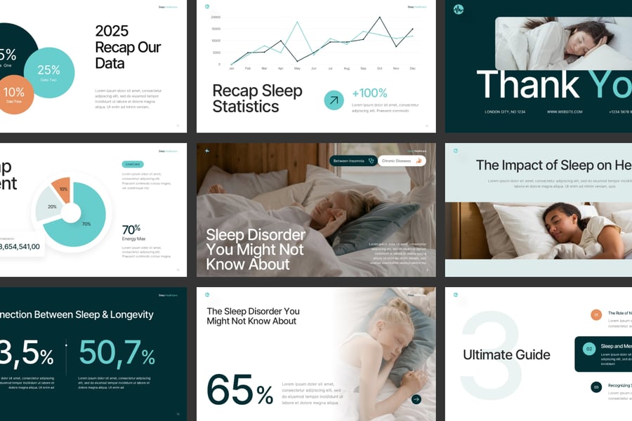 睡眠医疗保健PPT模板 (PPTX)