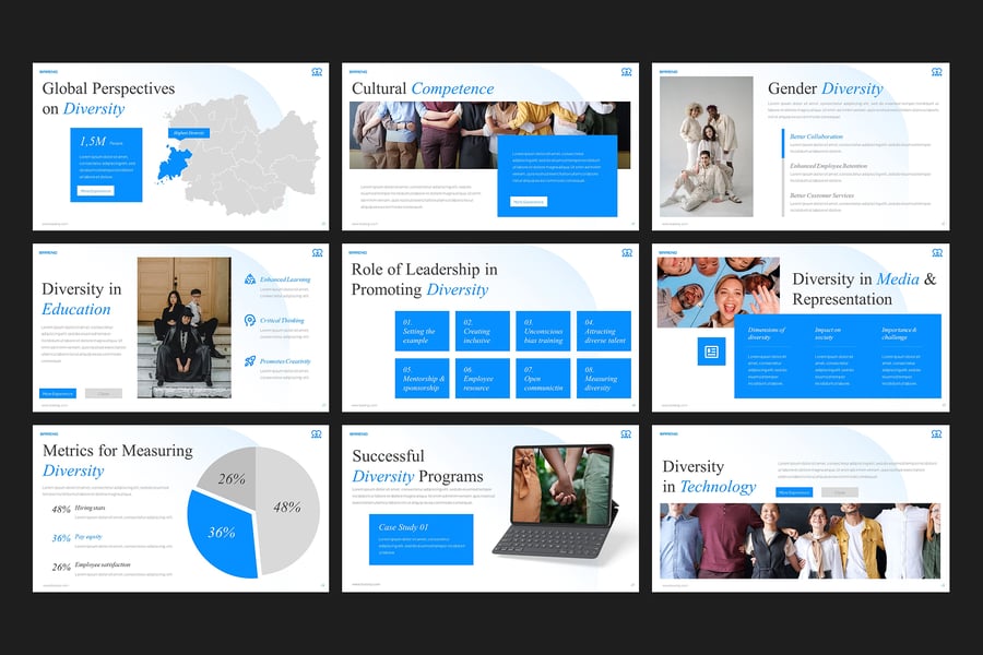 多样性社区PPT模板 (PPTX)