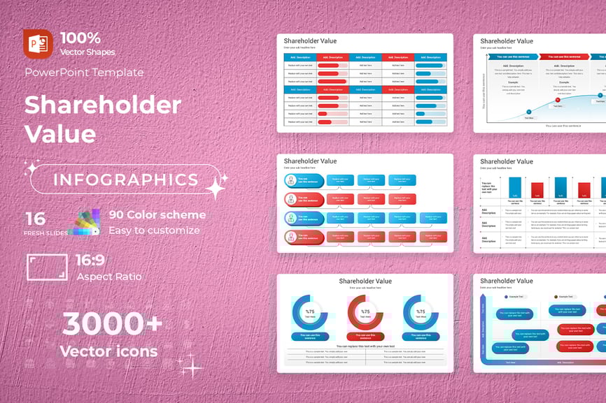 股东价值信息图表PPT模板 (PPTX)