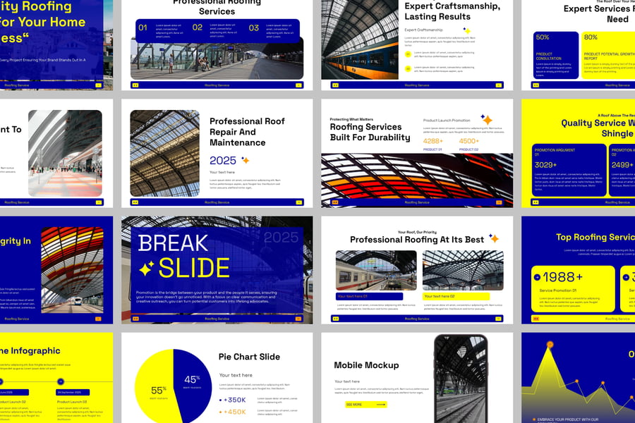 屋顶服务PPT模板 (PPTX)