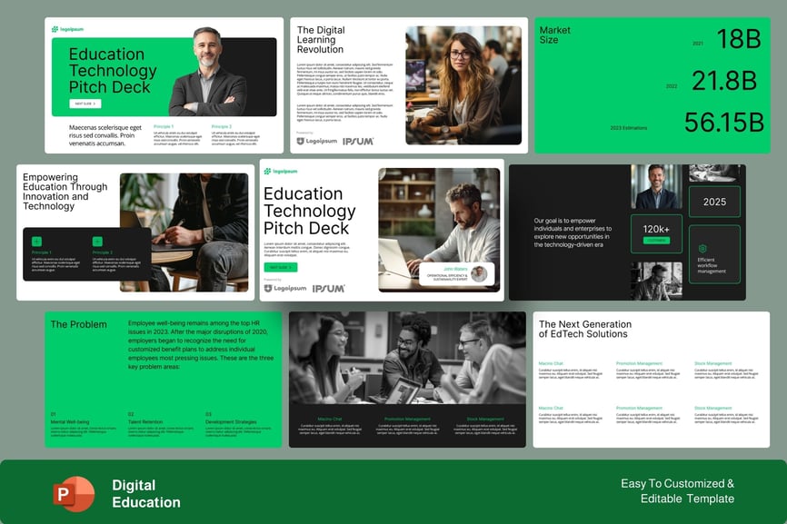 数字教育PPT模板 (PPTX)