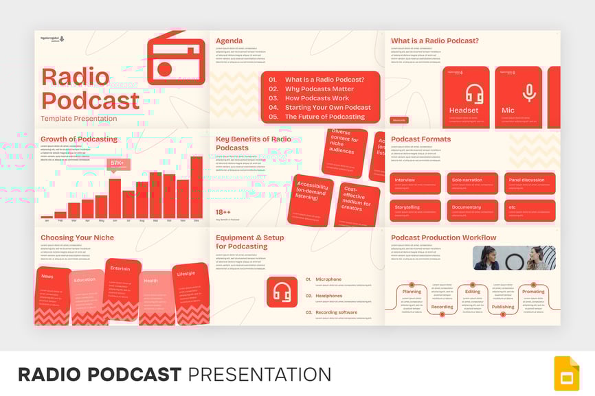 无线电播客PPT模板 (PPTX)