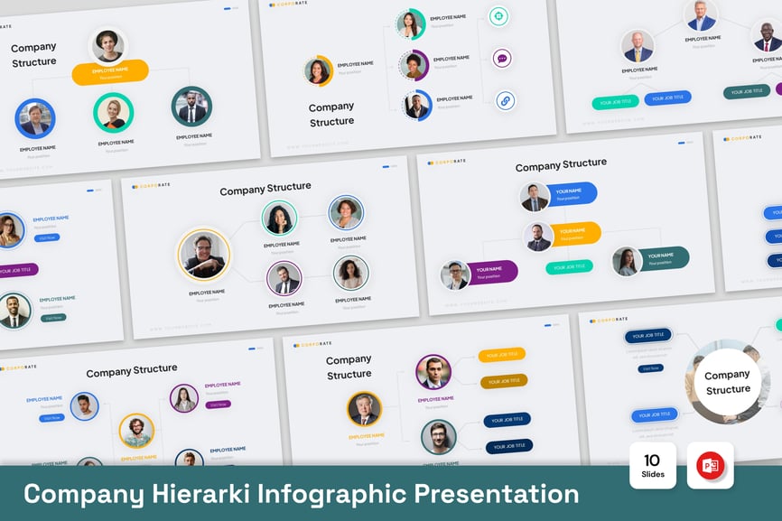 公司层次结构信息图PPT模板 (PPT,PPTX)