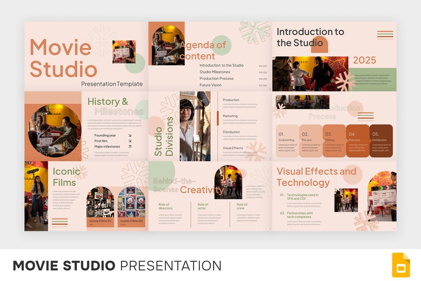 电影制片厂PPT模板 (PPTX)