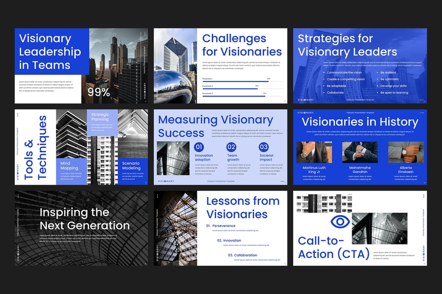 有远见的业务目标PPT模板 (PPTX)