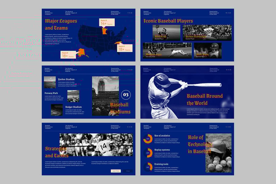 棒球运动比赛PPT模板 (PPTX)