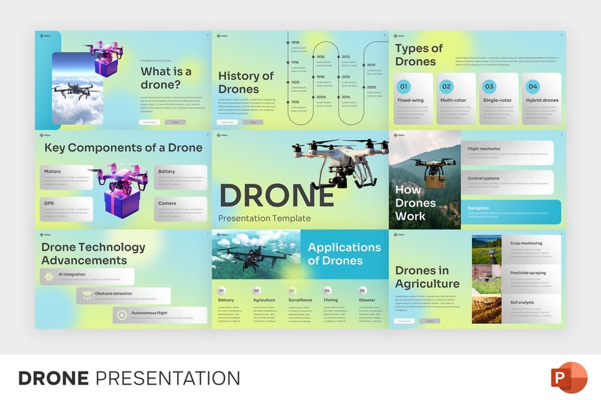 无人机飞机PPT模板 (PPTX)