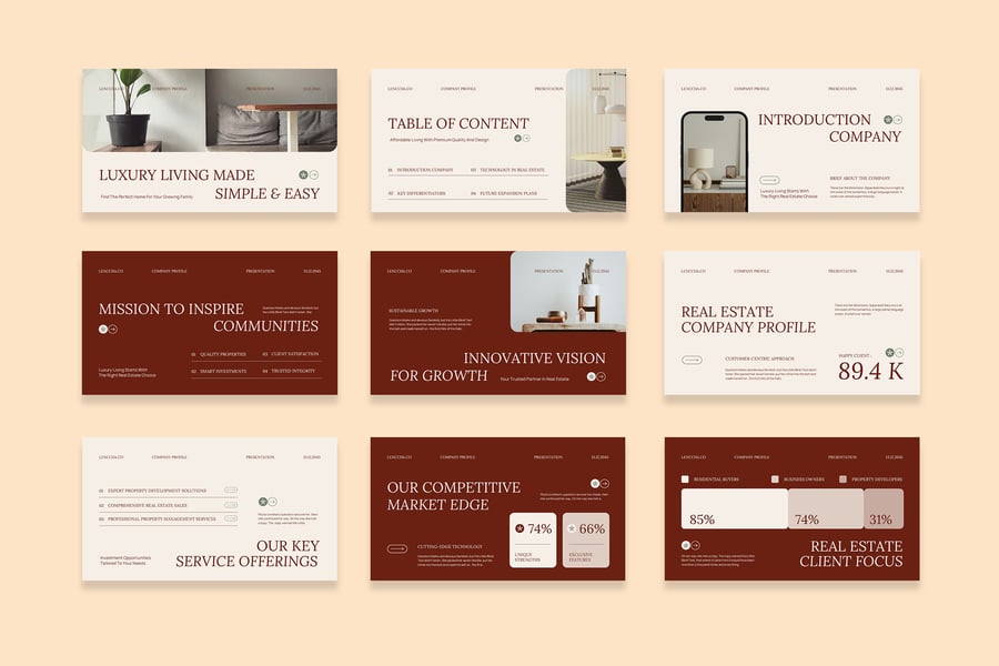 红米色极简主义公司概况PPT模板 (PPT,PPTX)