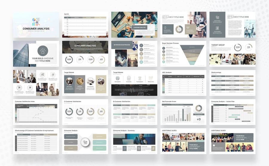 消费者分析PPT模板 (PPTX)