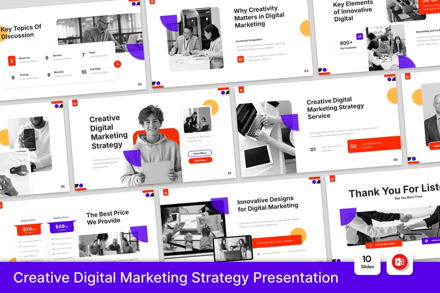 创意数字营销策略PPT模板 (PPT,PPTX)