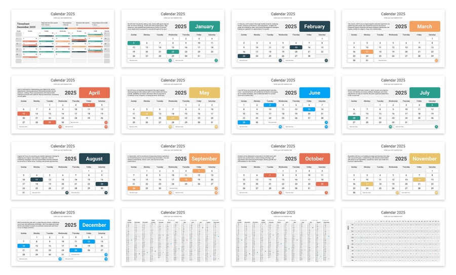 2025日历PPT模板 (PPTX,PDF)