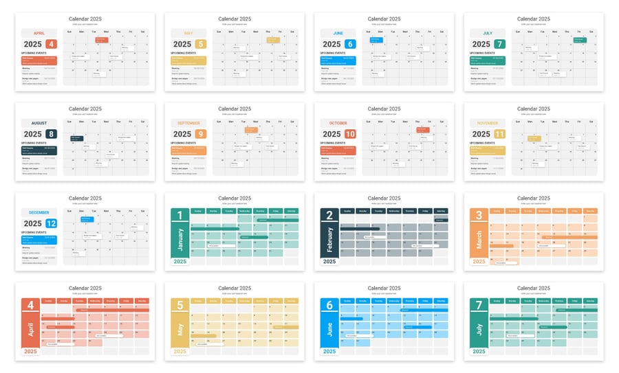 2025日历PPT模板 (PPTX,PDF)