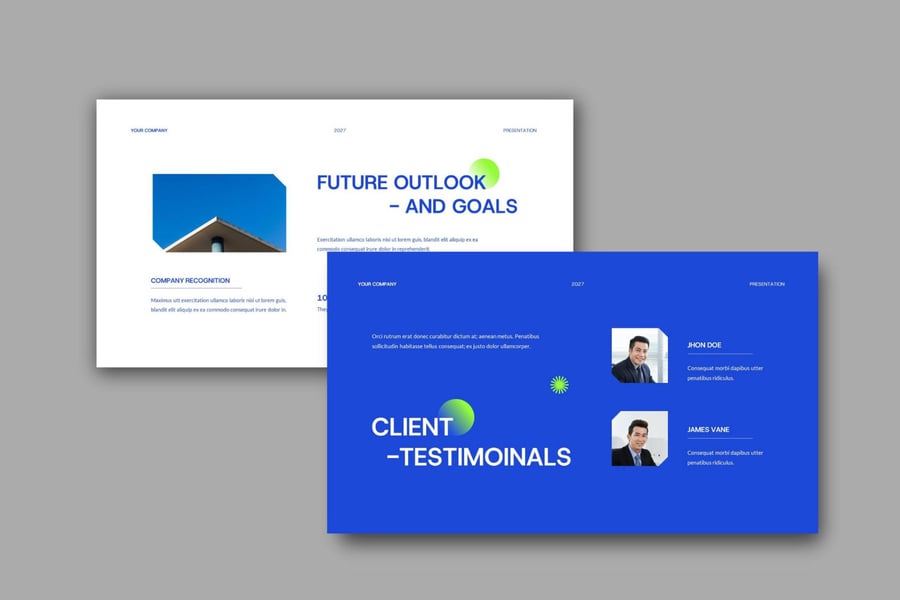 蓝白色公司简约演示PPT模板 (PPT,PPTX)