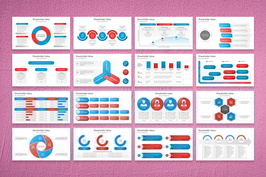 股东价值信息图表PPT模板 (PPTX)